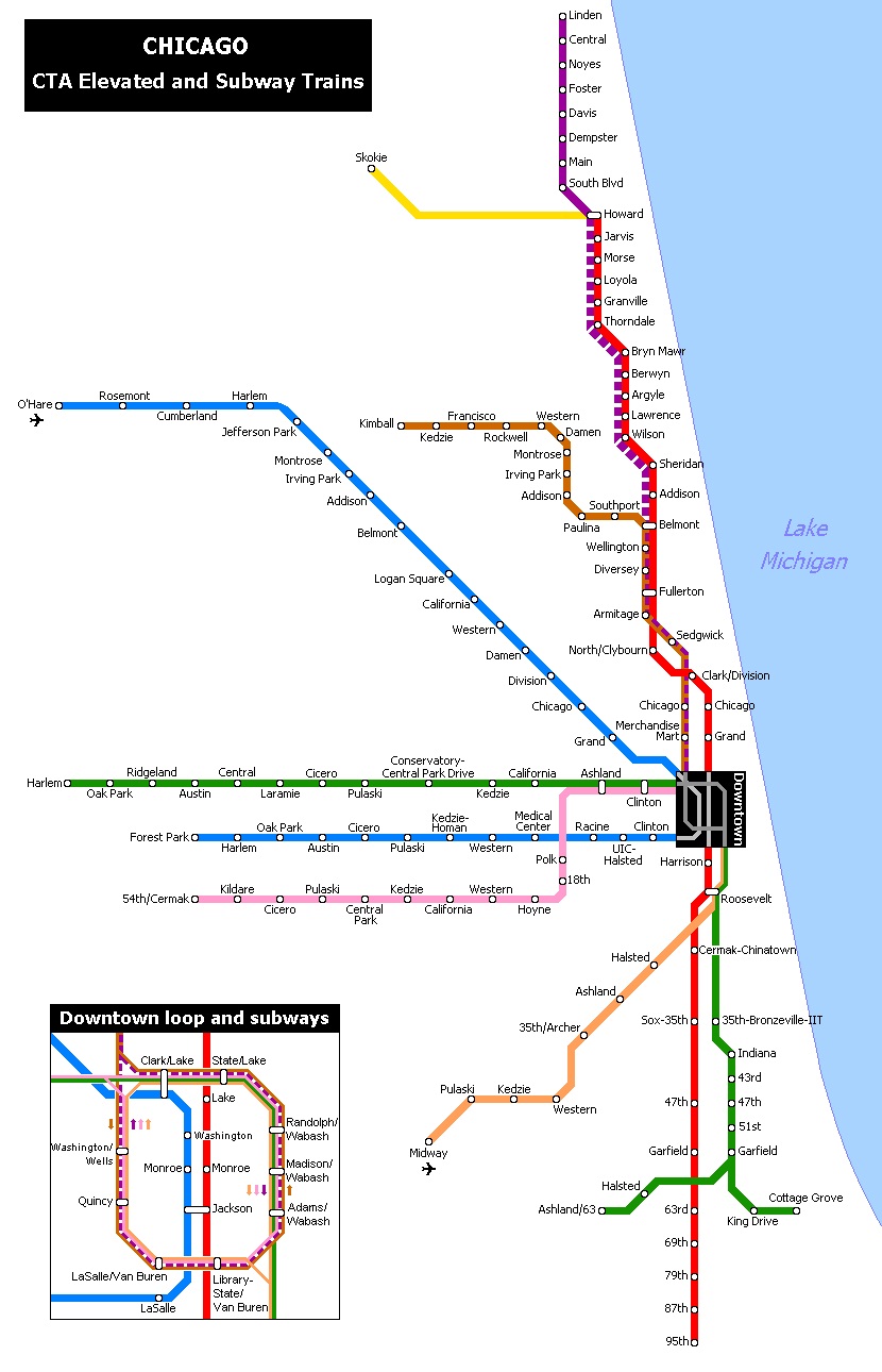 Карта метро Чикаго (США)